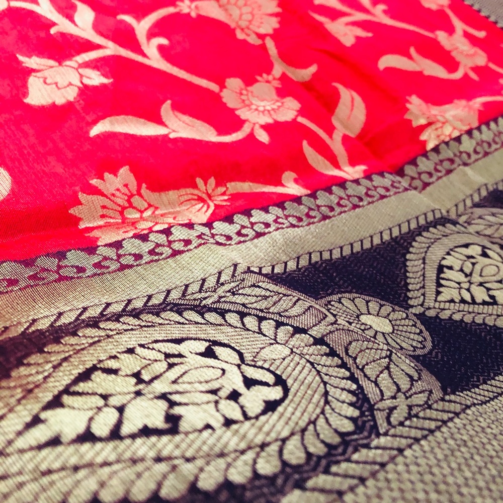 Tomato Red Banarasi saree